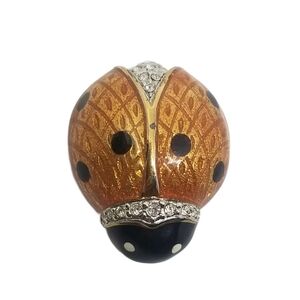 CAROLEE RARE VINTAGE ENAMEL & RHINESTONE LADY BUG BROOCH/PIN